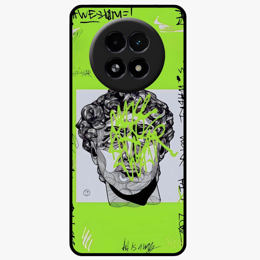 Neo Graffiti Rebellion Glass Case showing flat back view with vibrant graffiti artwork and glossy glass finish.