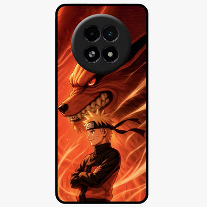 Nine Tails Legacy Glass Case showing flat back view with powerful nine-tailed fox inspired artwork and glossy glass finish.