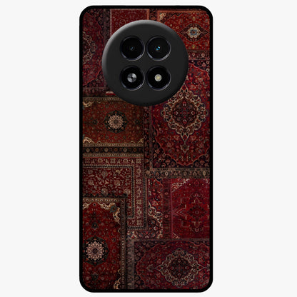 Persian Velvet Tale Glass Case showing flat back view with luxurious Persian velvet pattern artwork and glossy glass finish.