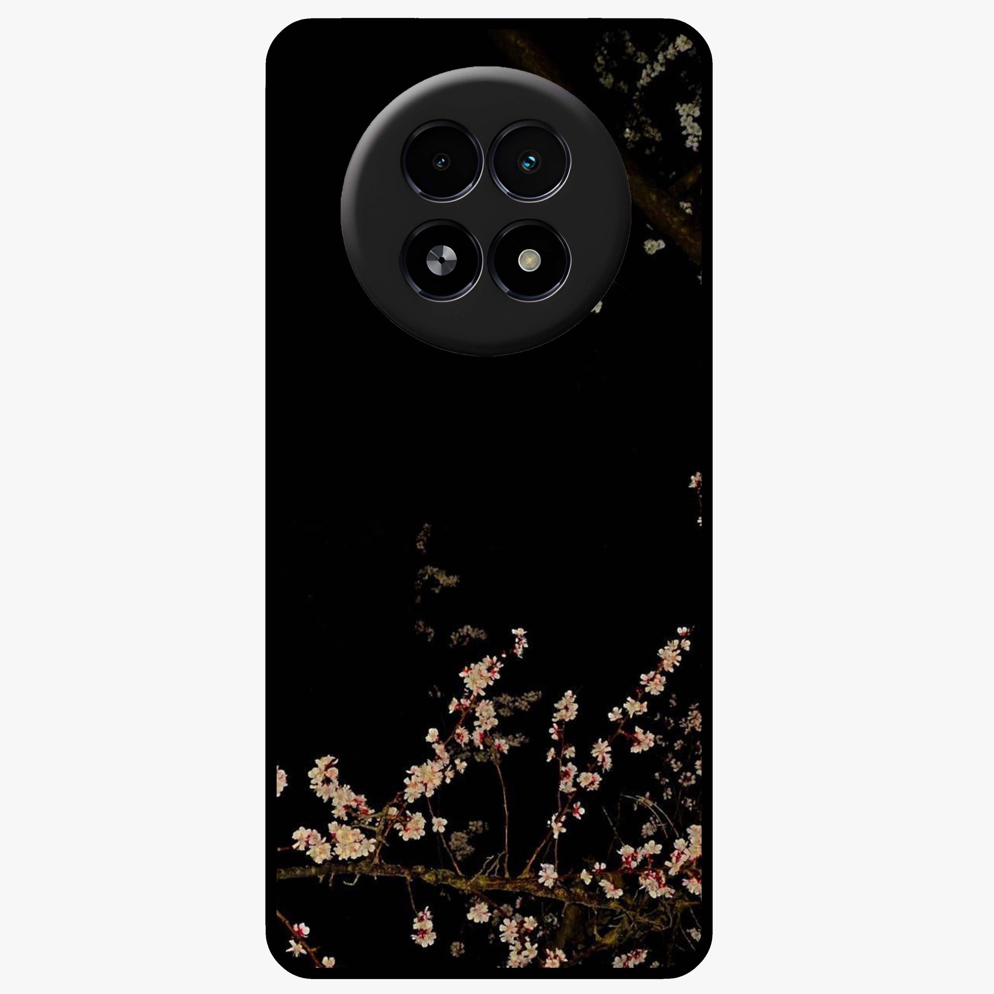 Petal Moon Light With Custom Name Glass Case showing flat back view with floral moonlight artwork and personalized name design.