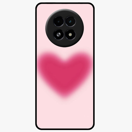 Pink Aura Heart Glass Case showing flat back view with glowing heart artwork and glossy glass finish.