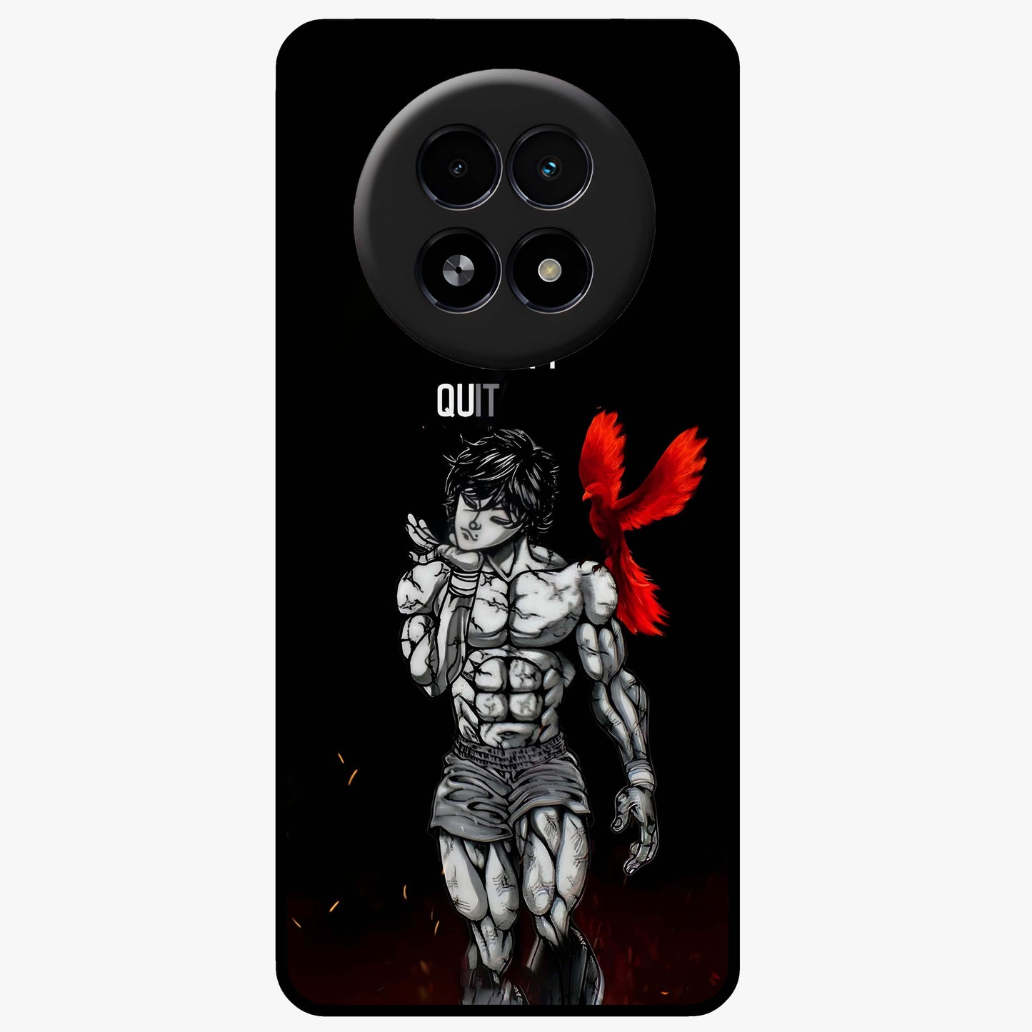 Rise Beyond Limits Glass Case showing flat back view with motivational typography artwork and glossy glass finish.