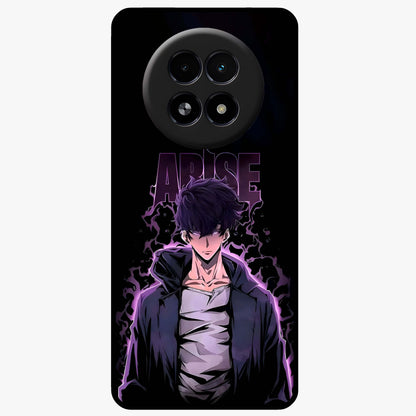 Shadow Monarch Awakening Glass Case showing flat back view with powerful dark monarch themed artwork and glossy glass finish.