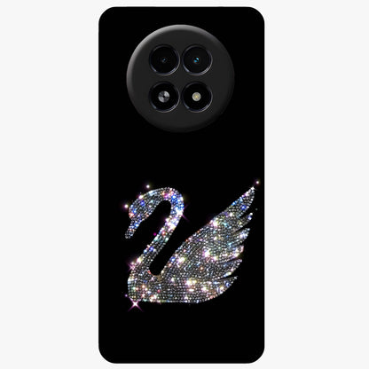 Starlit Swan Grace Glass Case showing flat back view with graceful swan artwork under starry sky and glossy glass finish.