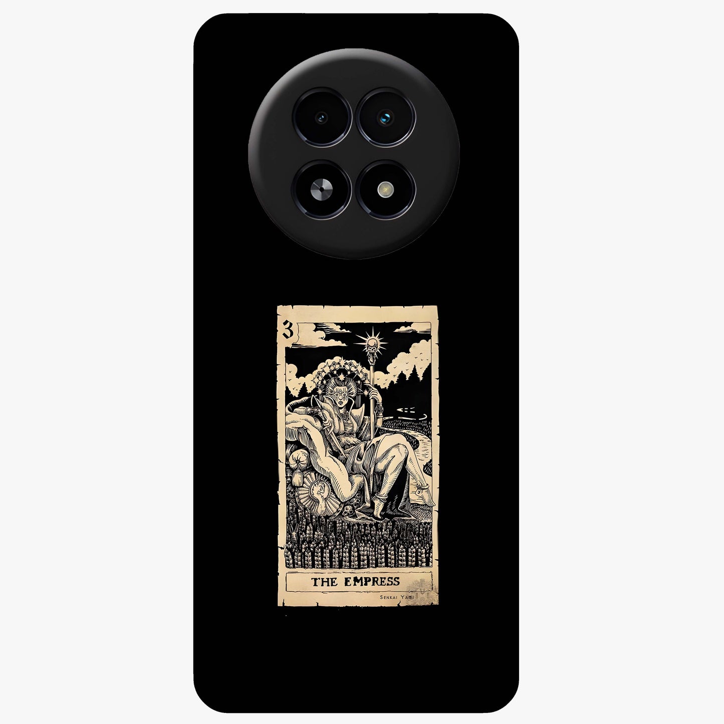 The Empress Glass Case showing flat back view with regal feminine artwork and glossy glass finish.