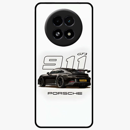 Turbo Legacy Icon Glass Case showing flat back view with iconic sports car inspired artwork and glossy glass finish.