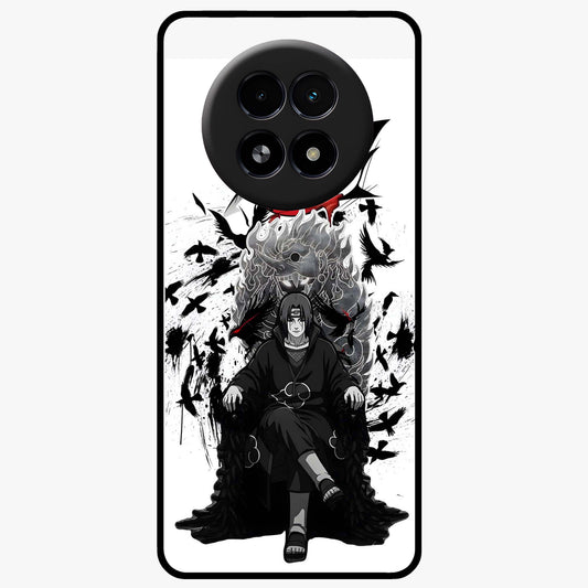 Uchiha Shadow Throne Glass Case showing flat back view with cosmic underwater themed artwork and glossy glass finish.