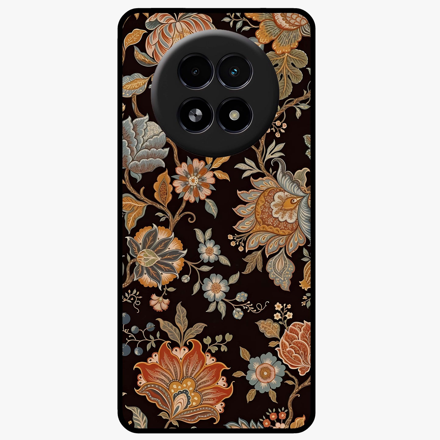 Vintage Floral Dream Glass Case showing flat back view with classic floral artwork and glossy glass finish.