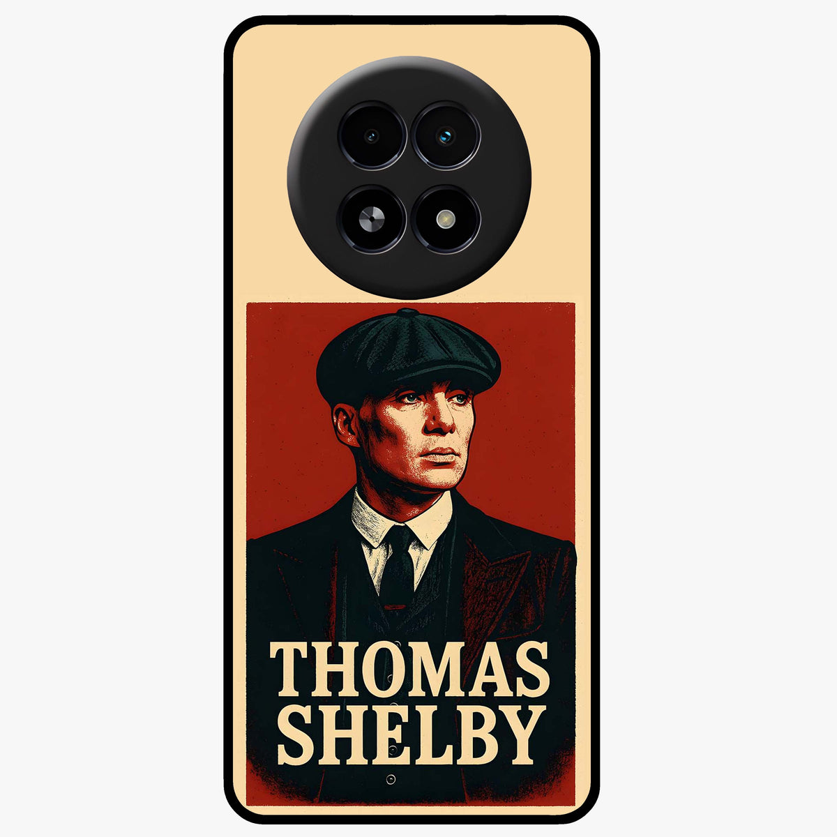 Vintage Mafia Authority Glass Case showing flat back view with bold vintage mafia inspired artwork and glossy glass finish.