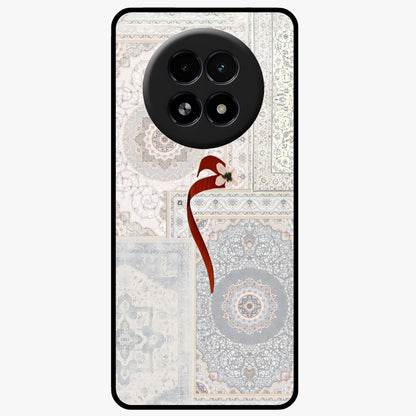 White Aesthetic Bow Glass Case showing flat back view with minimal bow artwork and glossy glass finish.