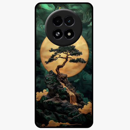 Zen Moon Rise Glass Case showing flat back view with calm moonrise artwork and glossy glass finish.