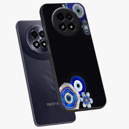 Aesthetic Blue Evil Eye Glass Case displayed in angled mockup highlighting blue evil eye symbol and spiritual aesthetic design.