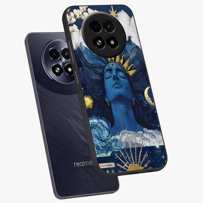 Aesthetic Lord Shiva Glass Case displayed in angled mockup highlighting spiritual Shiva illustration and sacred aesthetic design.