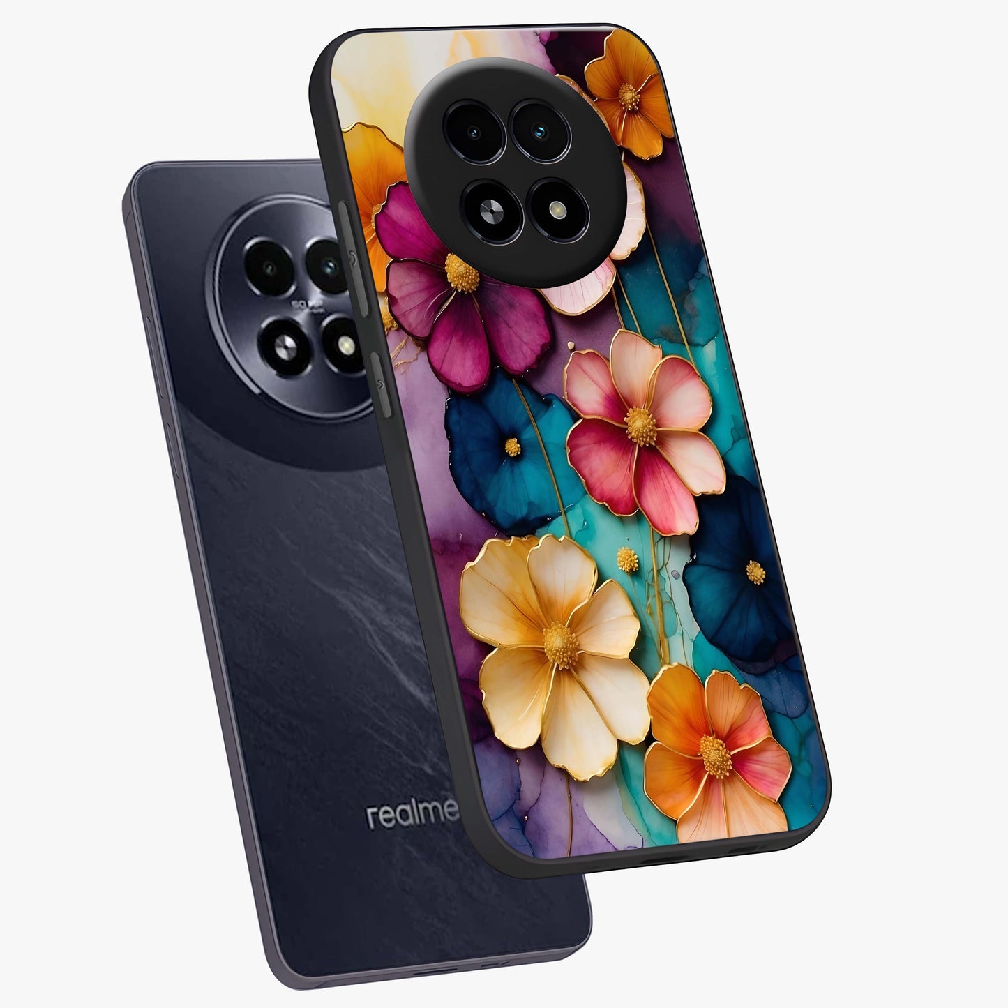 Artlyn Grace Flower Pattern Glass Case displayed in angled mockup highlighting delicate flower pattern design and smooth glass surface.
