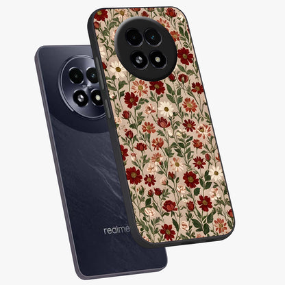 Biege Flower With Leaf Glass Case displayed in angled mockup highlighting minimal floral leaf design and elegant aesthetic.
