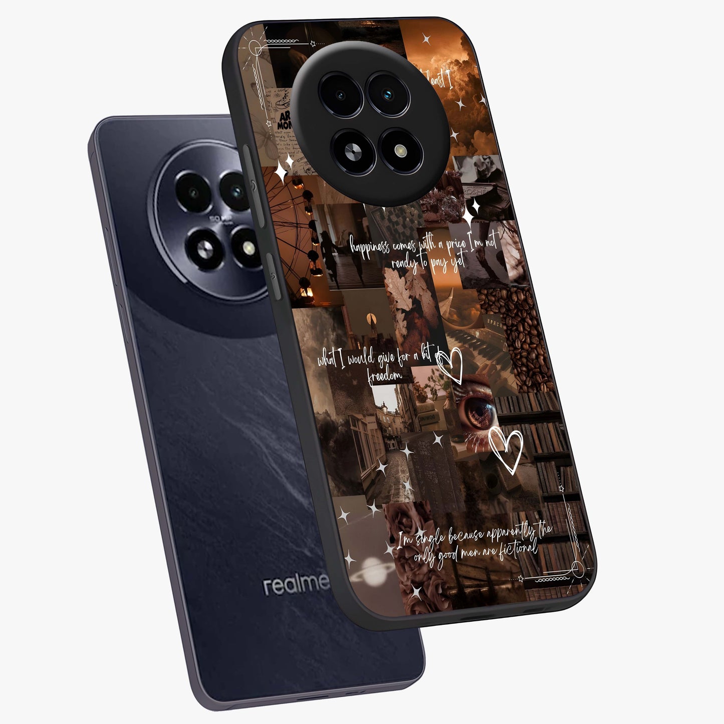 Bittersweet Aesthetic Chaos Glass Case displayed in angled mockup highlighting expressive abstract artwork and edgy aesthetic theme.