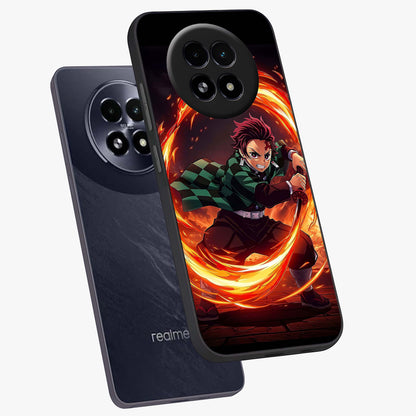 Blazing Sword Resolve Glass Case displayed in angled mockup highlighting powerful sword illustration and bold fantasy theme.
