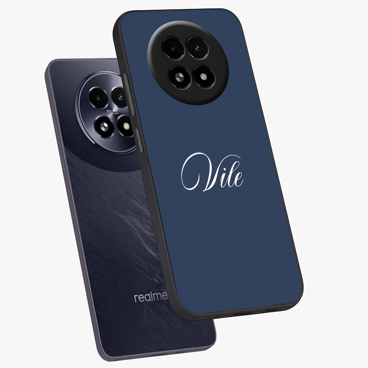 Blue Vintage Floral Pattern Glass Case showing flat back view with elegant vintage floral artwork and glossy glass finish.