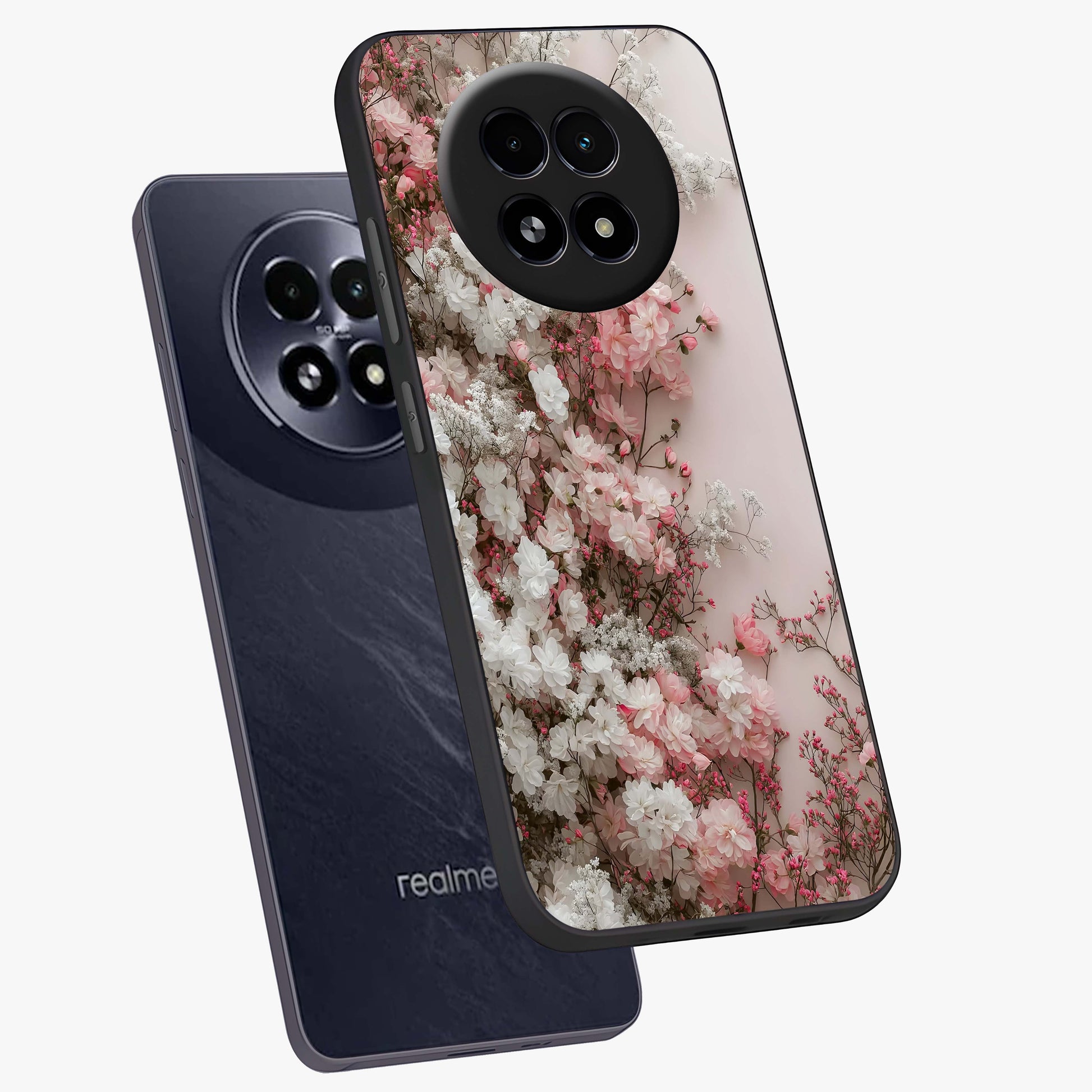 Blush Blossom Cloud Glass Case displayed in angled mockup highlighting soft cloud and blossom design with pastel aesthetic.