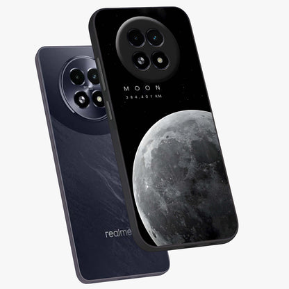 Cosmic Moon Glow Glass Case displayed in angled mockup highlighting celestial moon design with cosmic aesthetic theme.