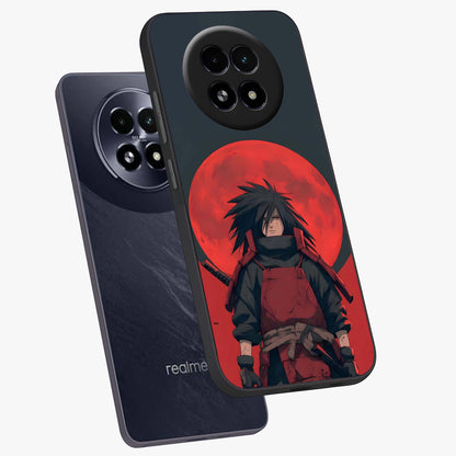 Crimson Moon Warlord Glass Case displayed in angled mockup highlighting dramatic crimson moon design with fantasy aesthetic.