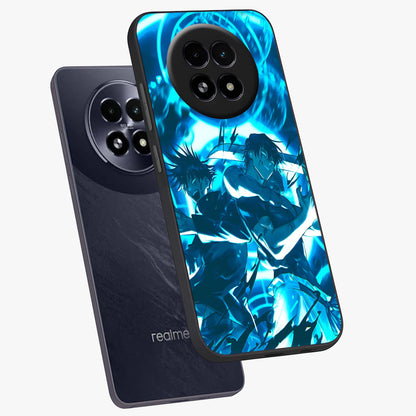 Cursed Energy Clash Glass Case displayed in angled mockup highlighting powerful battle inspired graphic with anime style aesthetic.