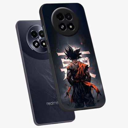 Dark Warrior In Rain Glass Case displayed in angled mockup highlighting dramatic warrior illustration with dark rain aesthetic.