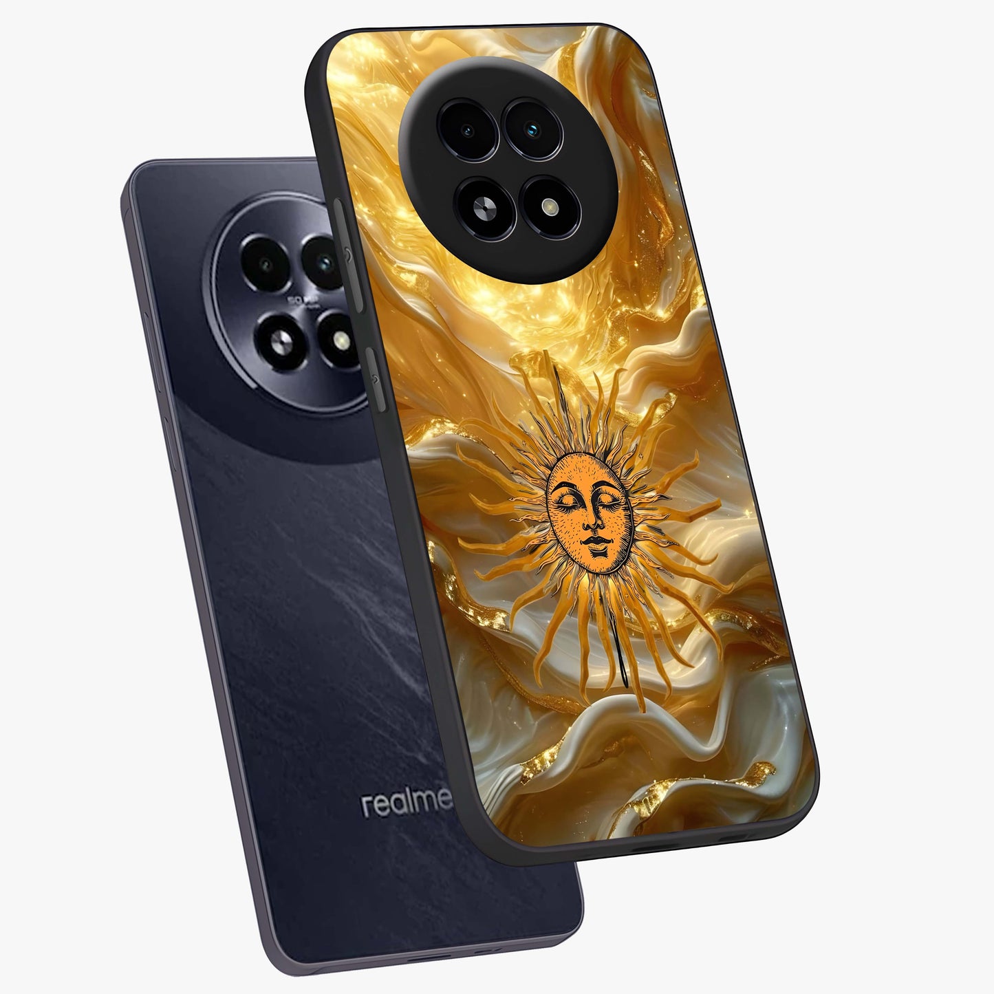 Eternal Golden Glow Glass Case displayed in angled mockup highlighting glowing golden aesthetic design with elegant style.
