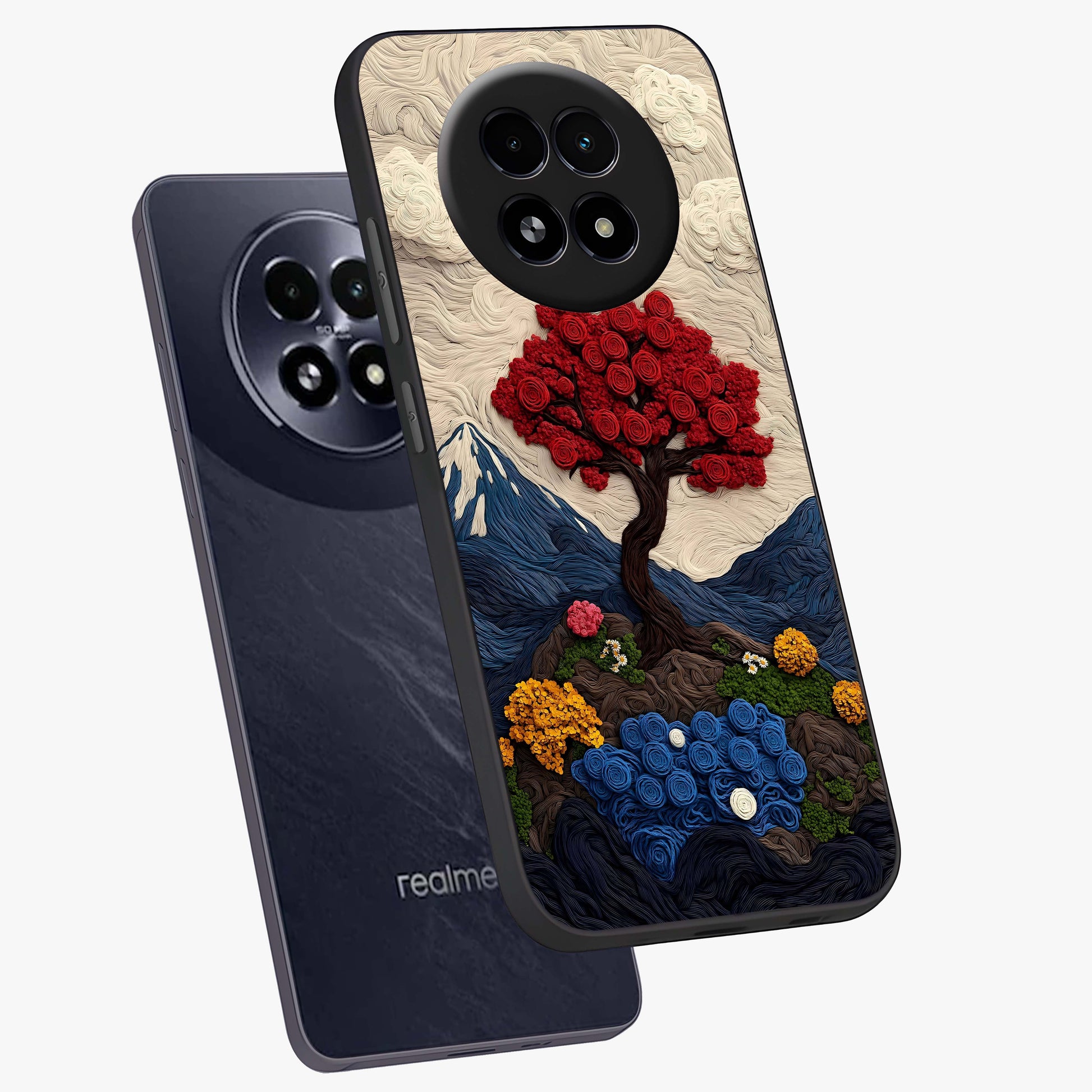 Eternal Nature Tapestry Glass Case displayed in angled mockup highlighting detailed botanical pattern with artistic aesthetic.