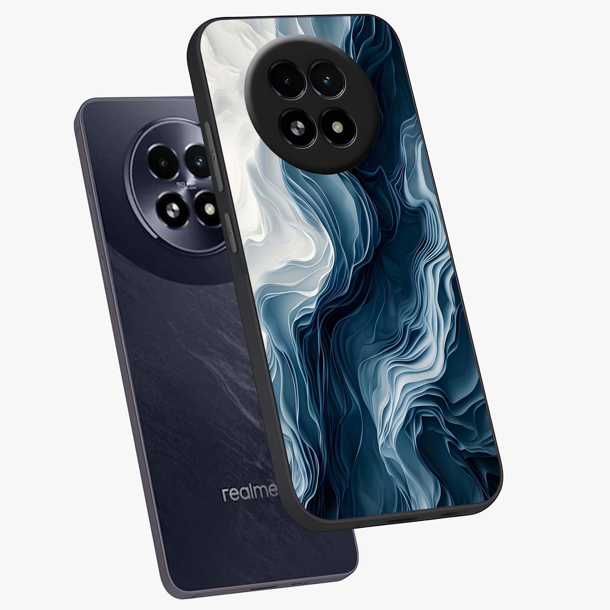 Ethereal Paper Marble Glass Case displayed in angled mockup highlighting elegant marble pattern with modern aesthetic style.