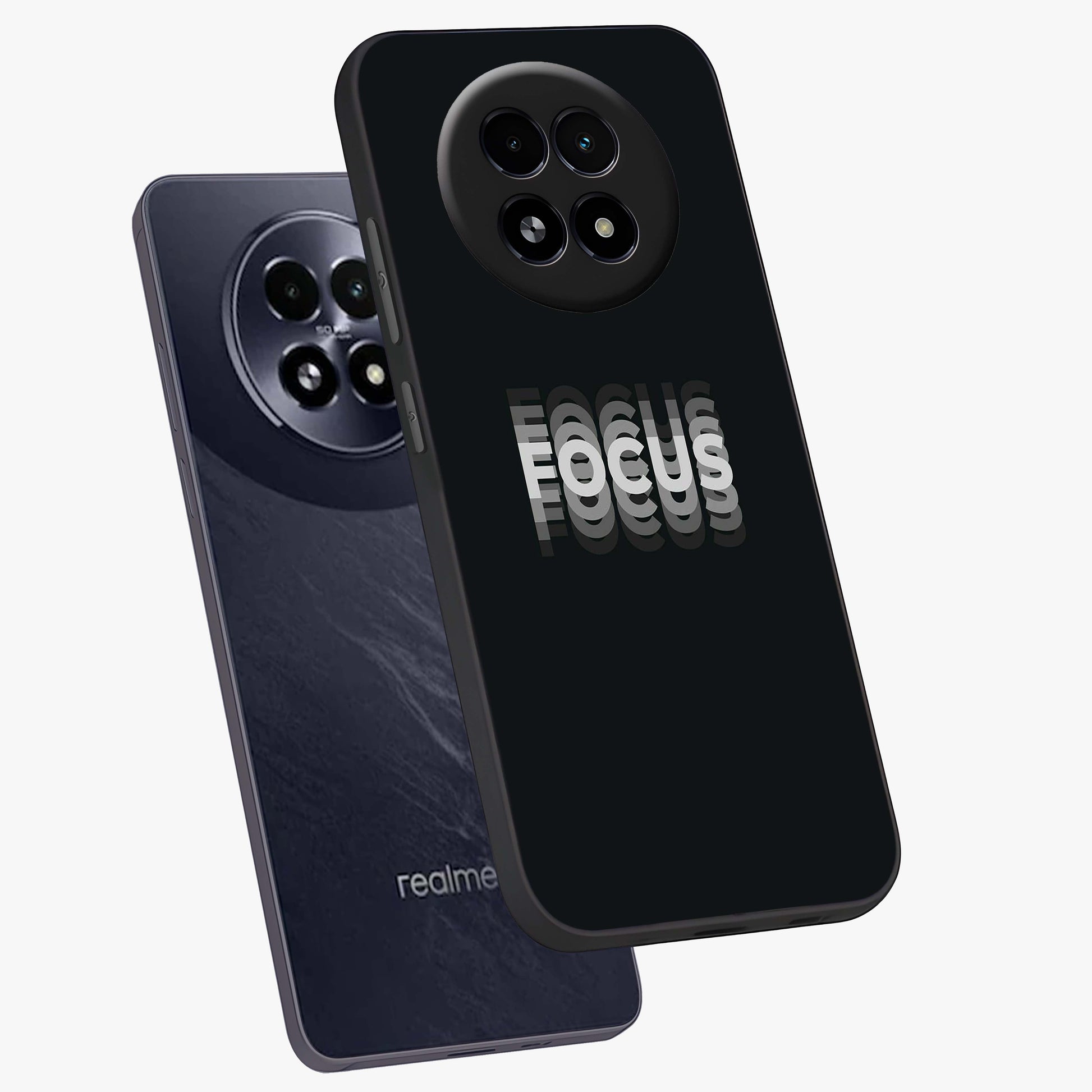 Focus Mode On Glass Case displayed in angled mockup highlighting clean minimal text artwork with modern aesthetic style.