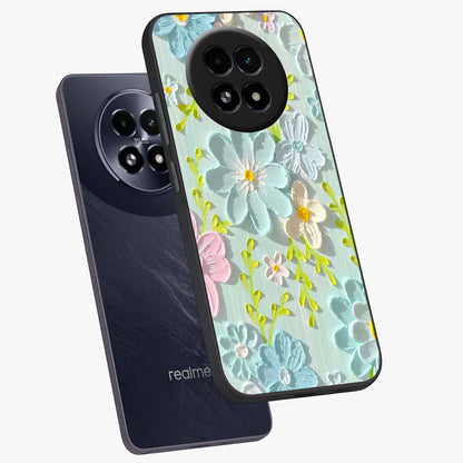 Frosted Petal Garden Glass Case displayed in angled mockup highlighting delicate flower petal design with calm garden aesthetic.