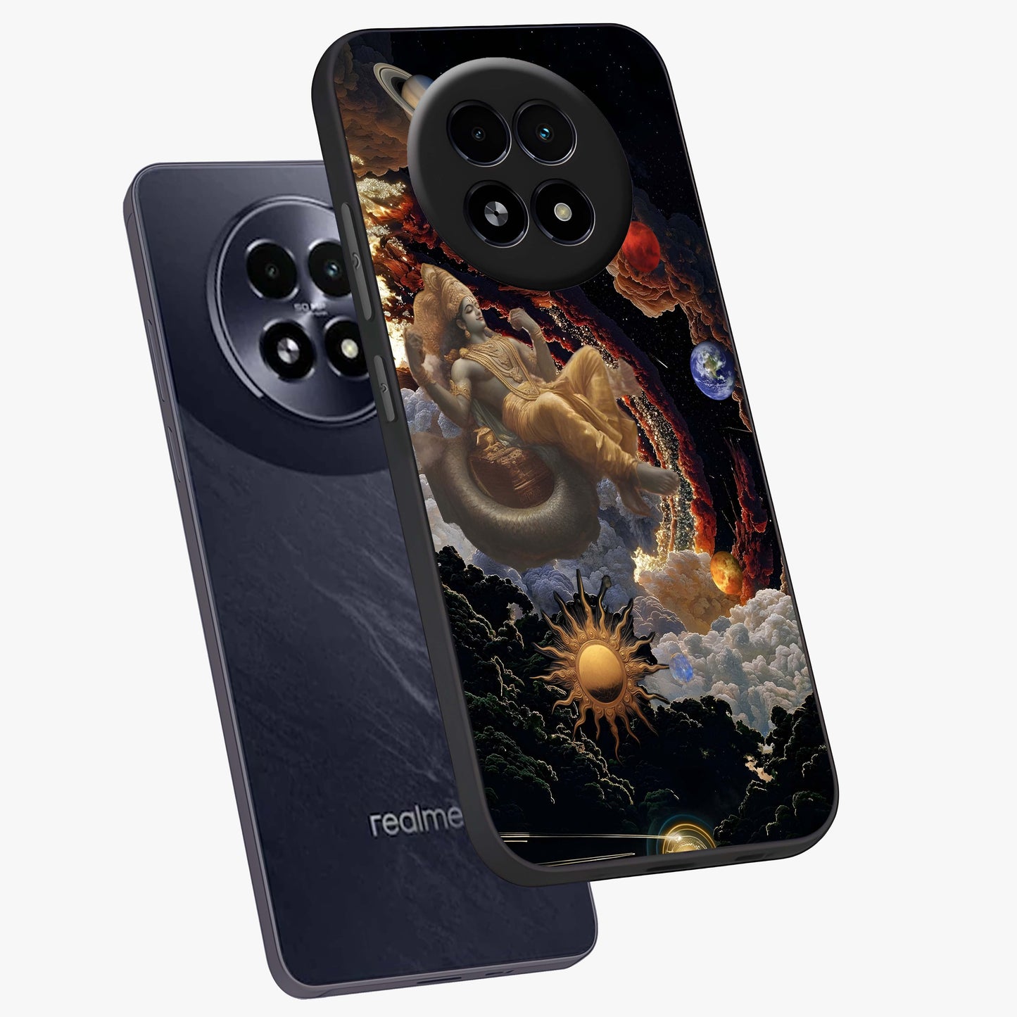 Galactic Divine God Glass Case displayed in angled mockup highlighting powerful celestial deity illustration with galactic aesthetic.