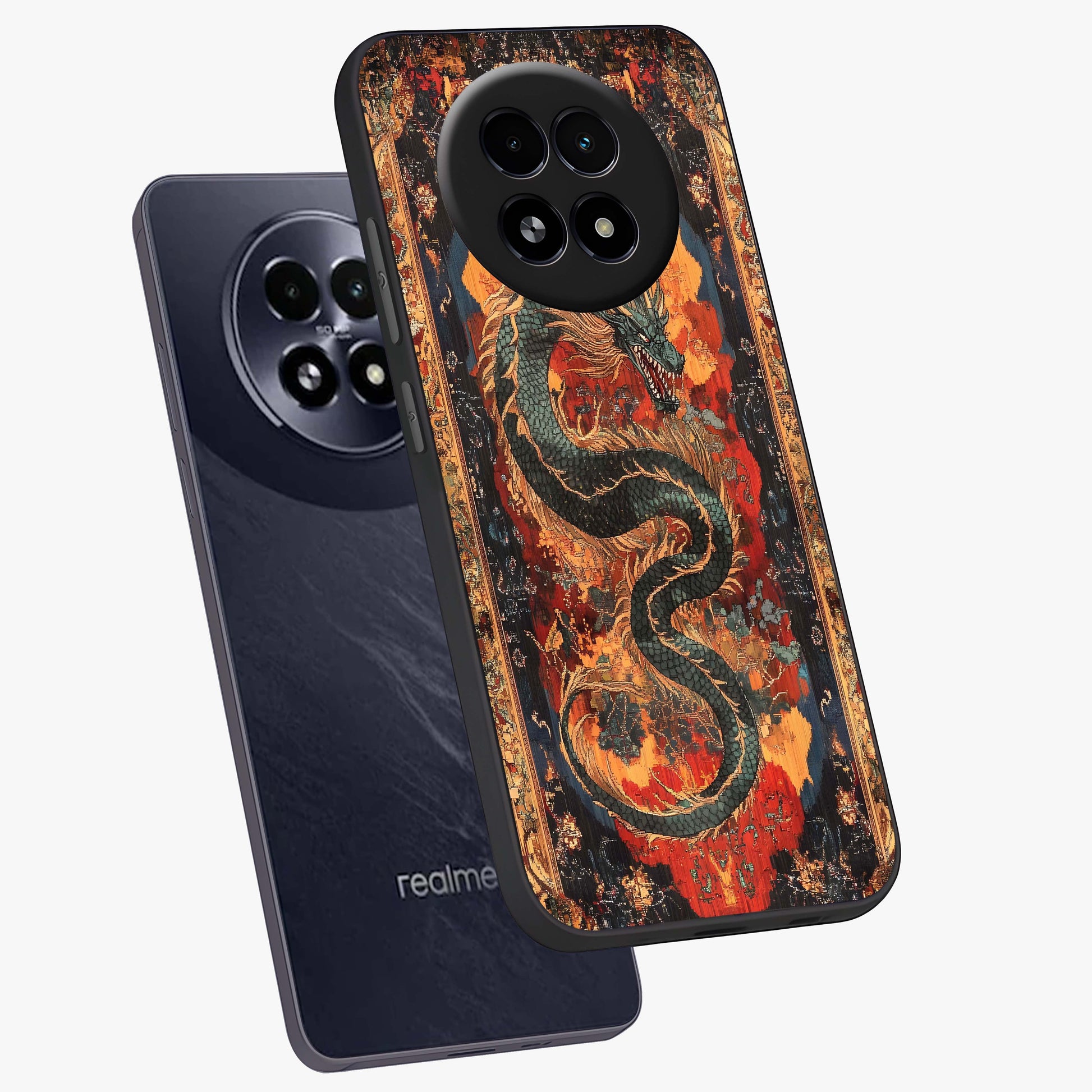 Inferno Dragon Soul Glass Case displayed in angled mockup highlighting powerful dragon illustration with inferno aesthetic.