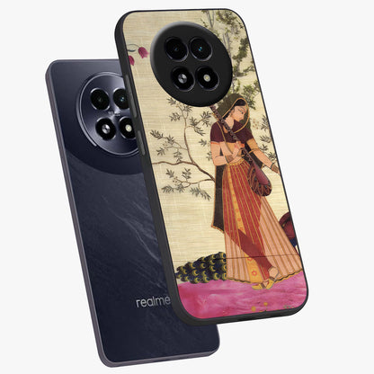 Lady With Veena Art Glass Case displayed in angled mockup highlighting graceful musical illustration with cultural artistic aesthetic.