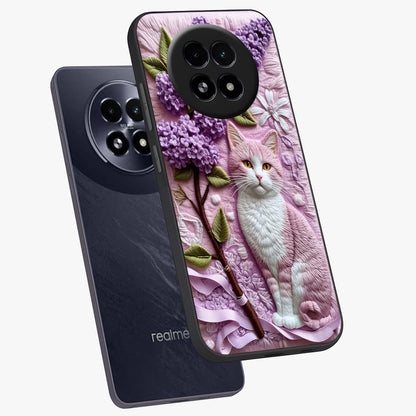 Lavender Cat Whimsy Glass Case displayed in angled mockup highlighting playful feline illustration with pastel lavender aesthetic.