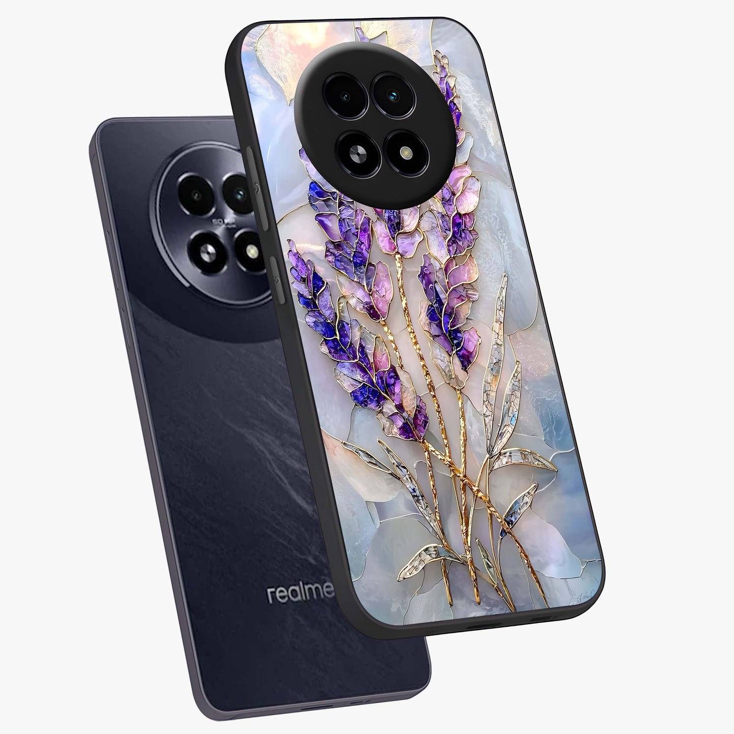 Lavender Dream Glow Glass Case displayed in angled mockup highlighting dreamy purple glow design with soft artistic style.