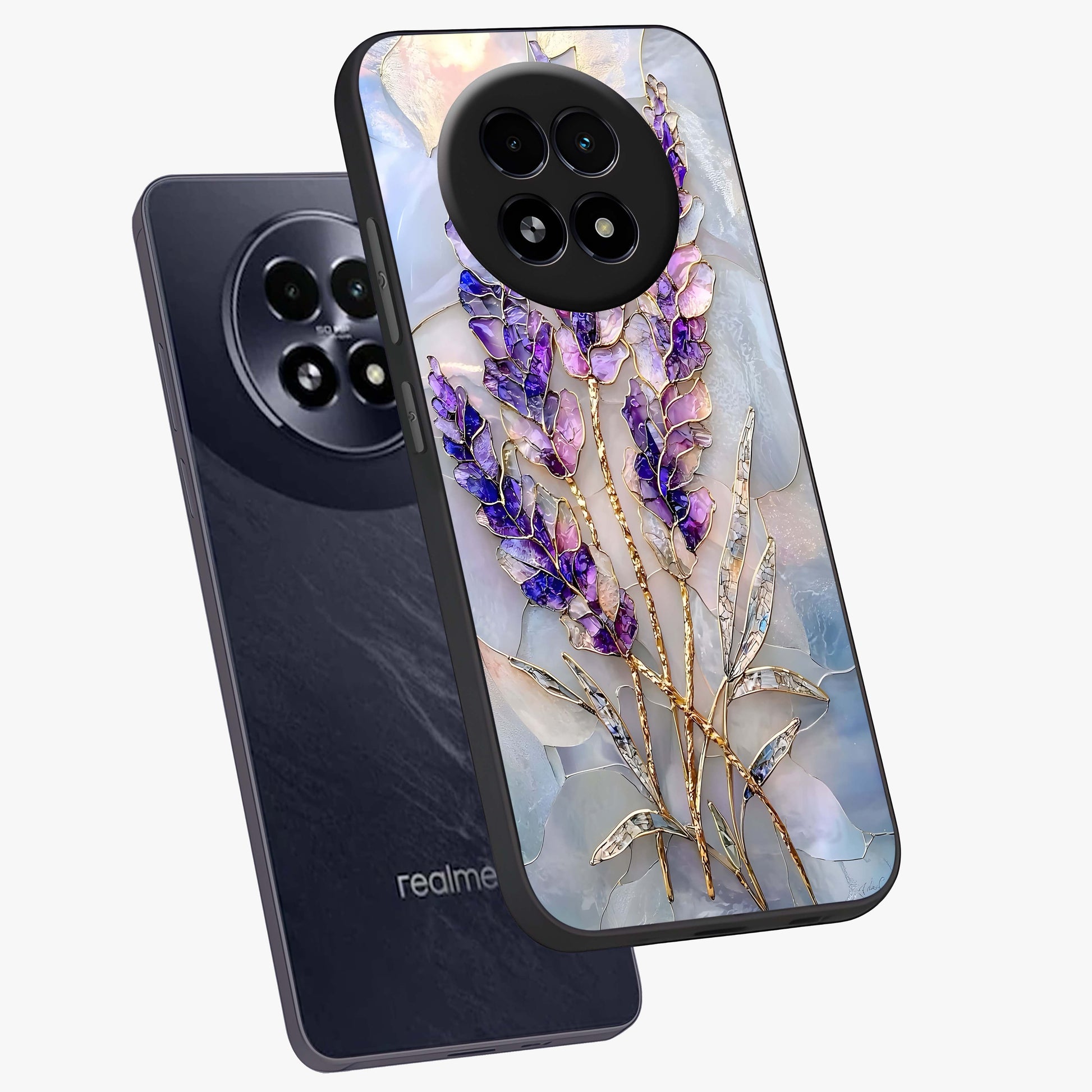 Lavender Dream Glow Glass Case displayed in angled mockup highlighting dreamy purple glow design with soft artistic style.