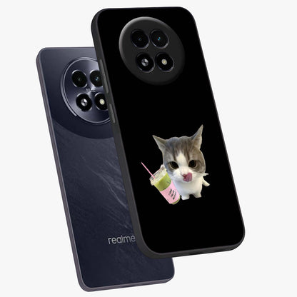 Matcha Cat Style Glass Case displayed in angled mockup highlighting playful feline design with pastel matcha aesthetic.