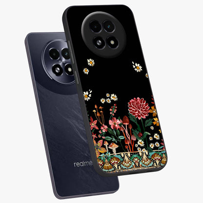 Midnight Bloom Pattern Glass Case displayed in angled mockup highlighting elegant flower design with midnight aesthetic style.
