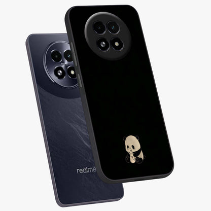 Midnight Panda Love Glass Case displayed in angled mockup highlighting adorable panda illustration with midnight aesthetic.