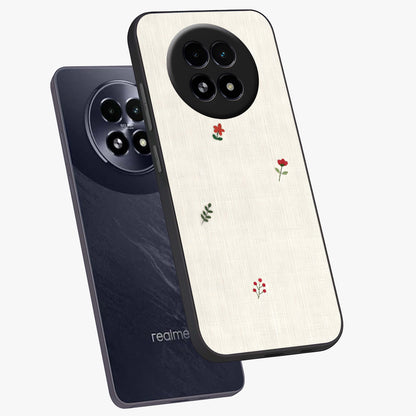 Minimalistic Blue With White Flower Pattern Glass Case displayed in angled mockup highlighting simple floral design with minimal aesthetic.