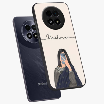 Mirror Mood Muse With Custom Name Glass Case displayed in angled mockup highlighting aesthetic mirror inspired design with custom name feature.