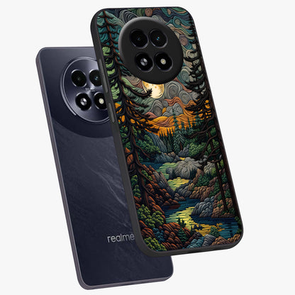 Moonlight Forest Dream Glass Case displayed in angled mockup highlighting dreamy forest design with glowing moon aesthetic.