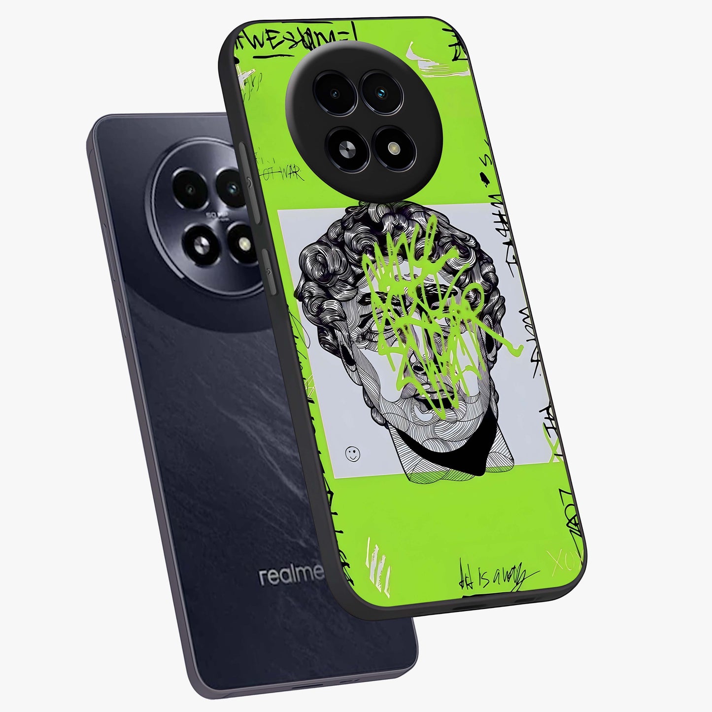 Neo Graffiti Rebellion Glass Case displayed in angled mockup highlighting urban street art design with rebellious aesthetic.
