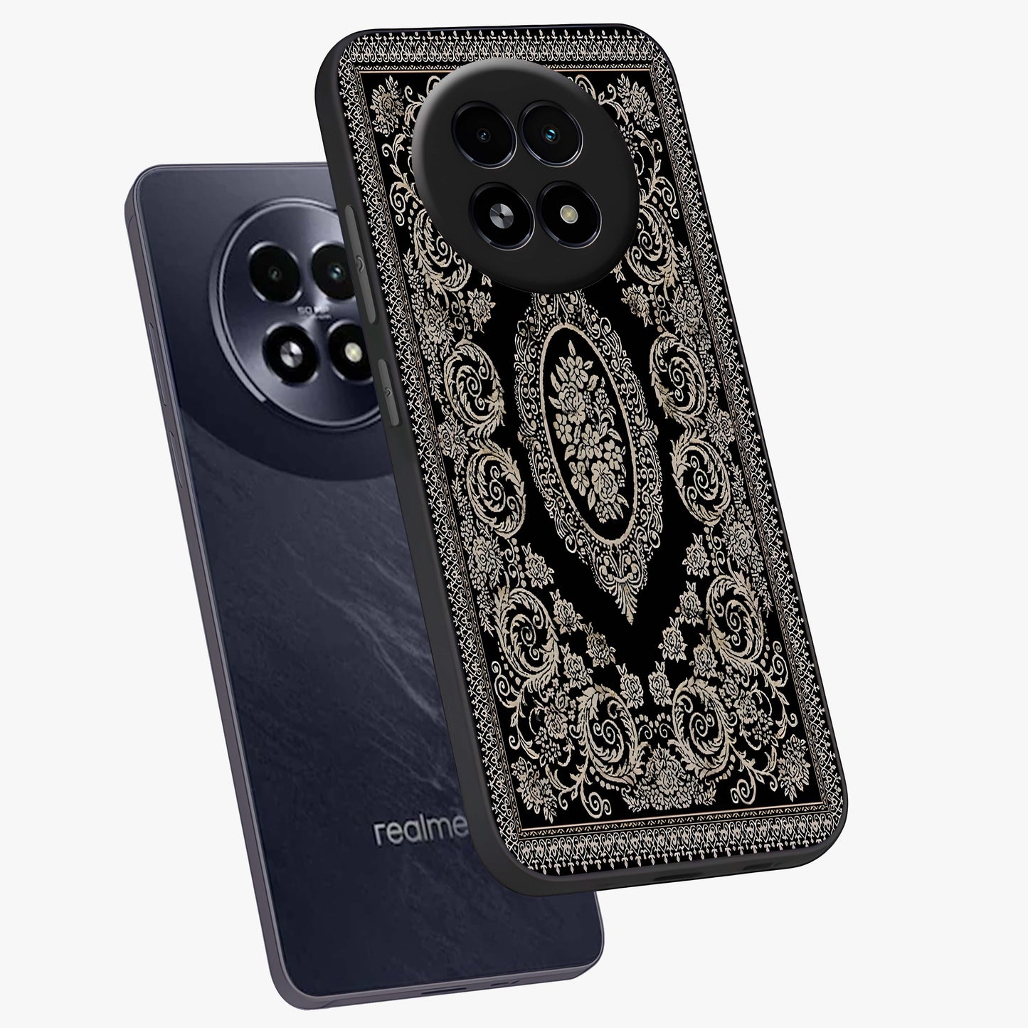 Noir Bloom Elegance Glass Case displayed in angled mockup highlighting refined flower design with stylish noir aesthetic.