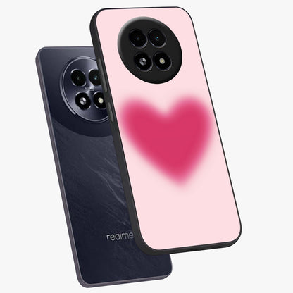 Pink Aura Heart Glass Case displayed in angled mockup highlighting vibrant pink heart design with dreamy aura aesthetic.