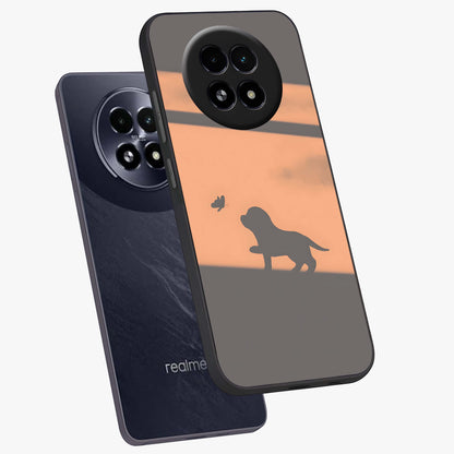 Puppy Shadow Art Glass Case displayed in angled mockup highlighting playful dog illustration with artistic shadow aesthetic.