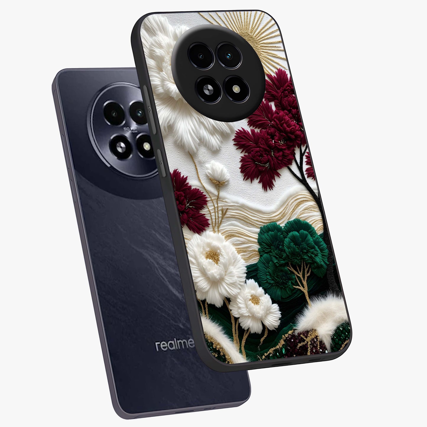Radiant Bloom Elegance Glass Case displayed in angled mockup highlighting graceful floral design with radiant aesthetic style.