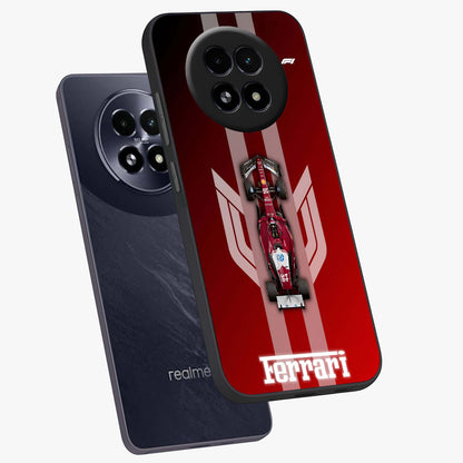 Red Ferrari F1 Vertical Glass Case displayed in angled mockup highlighting high speed racing design with bold automotive aesthetic.